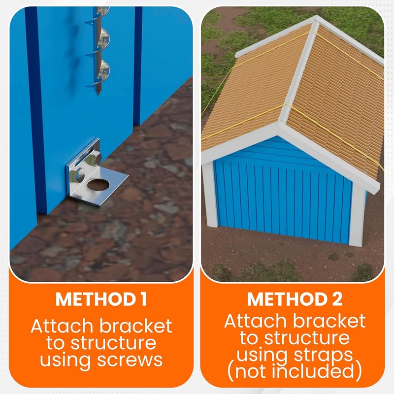 MightyPhine Ground Anchors Screw In - 24" Set of 4,6,8 with Brackets and Drill Bit - Earth Anchors - Mobile Home Anchors - Storage Shed Anchor Kit - Swing Set Anchors for Metal Swing Set - Playset Anchors - Ties - Image 5